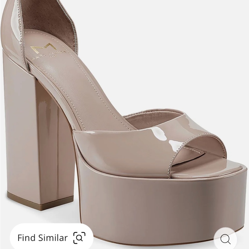 Marc Fisher Patent Leather Platform Sandals in Nude